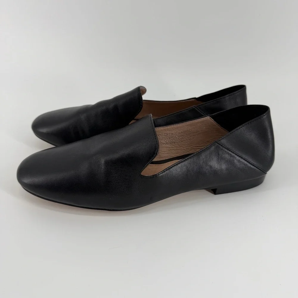 Halogen Black Soft Leather Flexible Loafer Flats, Women's 8